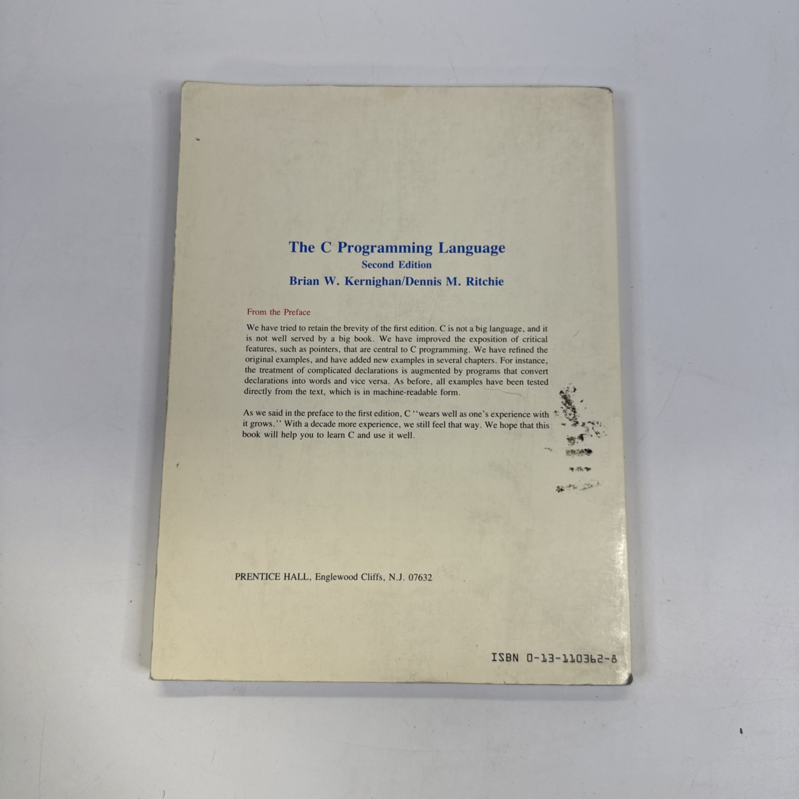 C Programming Language by Brian Kernighan and Dennis Ritchie 1988 Book Vintage