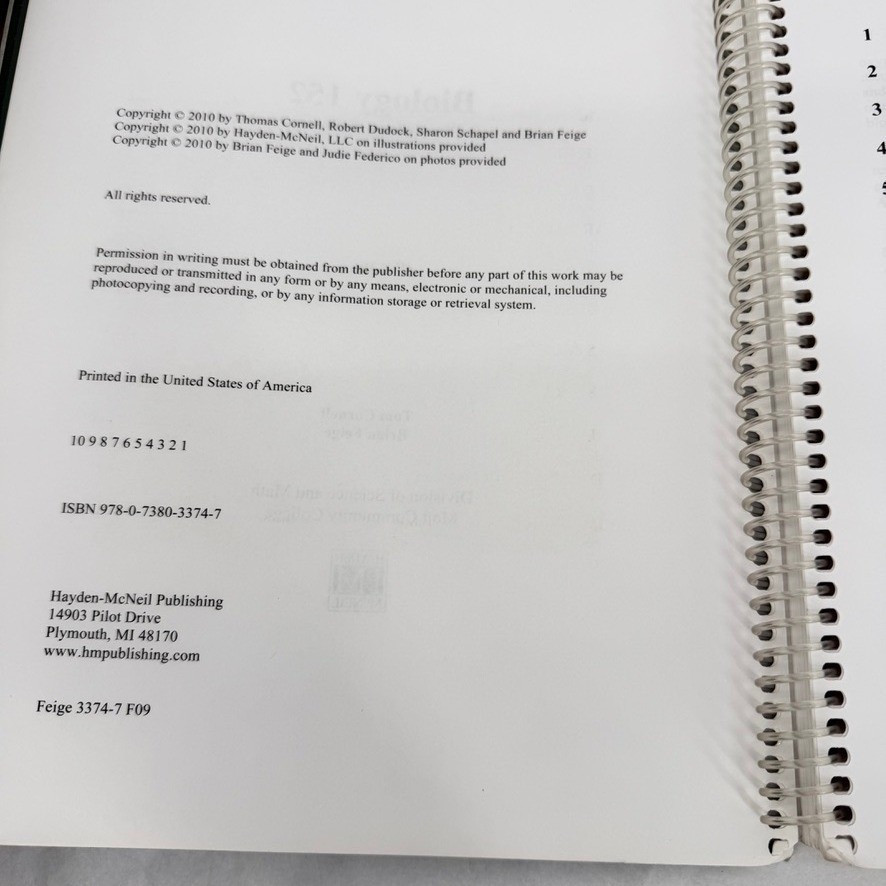 Hayden-McNeil Biology 152 Anatomy & Physiology Lab Manual 6th Edition Textbook