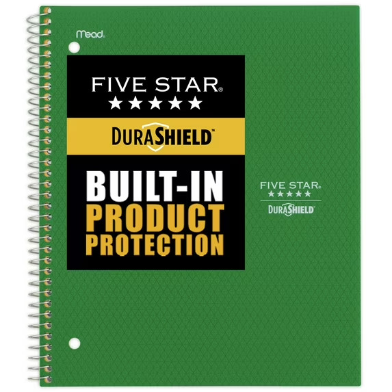 Five Star Durashield 1-Subject College Ruled Notebook with Plastic Cover 2 pk