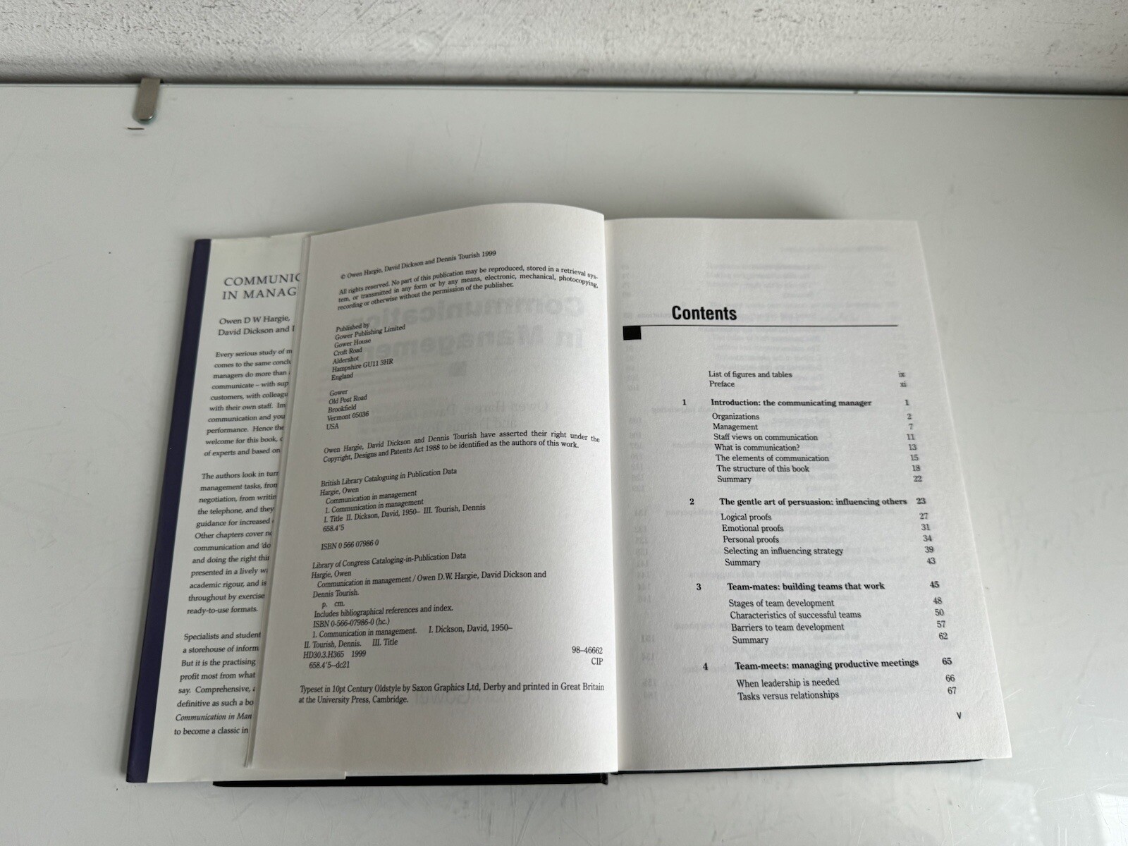 Communication in Management,Owen D W Hargie 1999 Hardcover Dickson Tourish Book