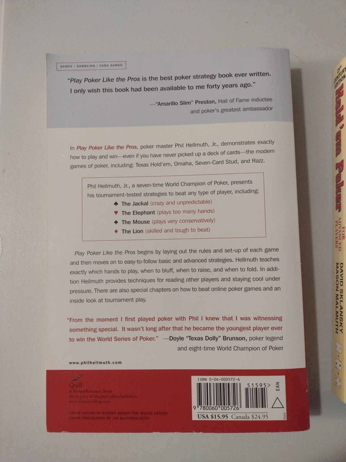 Hold ‘em Poker For Advanced Players & Play Poker Like The Pros 2 Book Lot