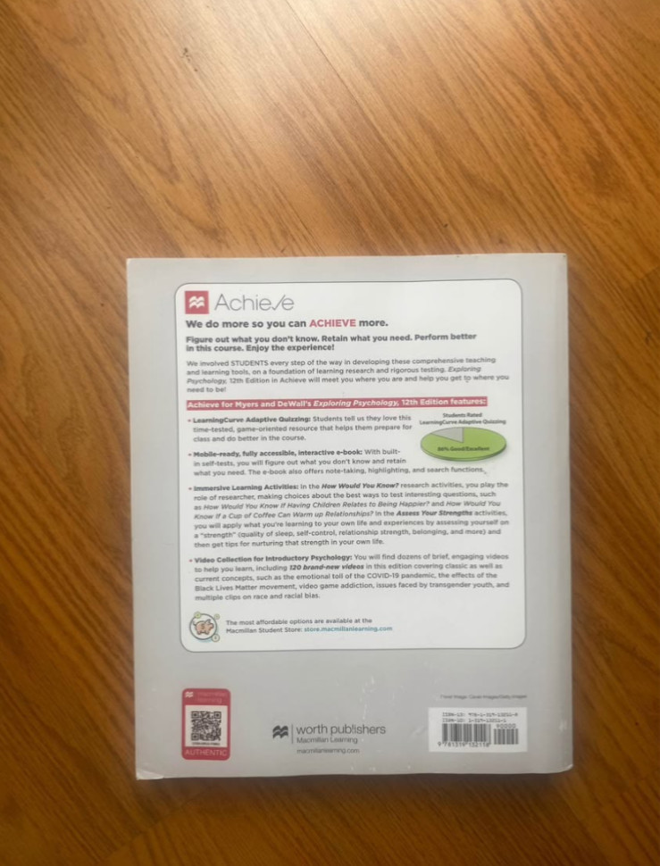 Exploring Psychology by David G. Myers and C. Nathan DeWall (2016, Trade…