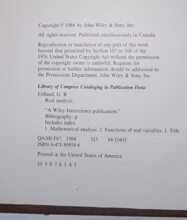 Real Analysis: Modern Techniques and Their Applications by Folland, Gerald B.