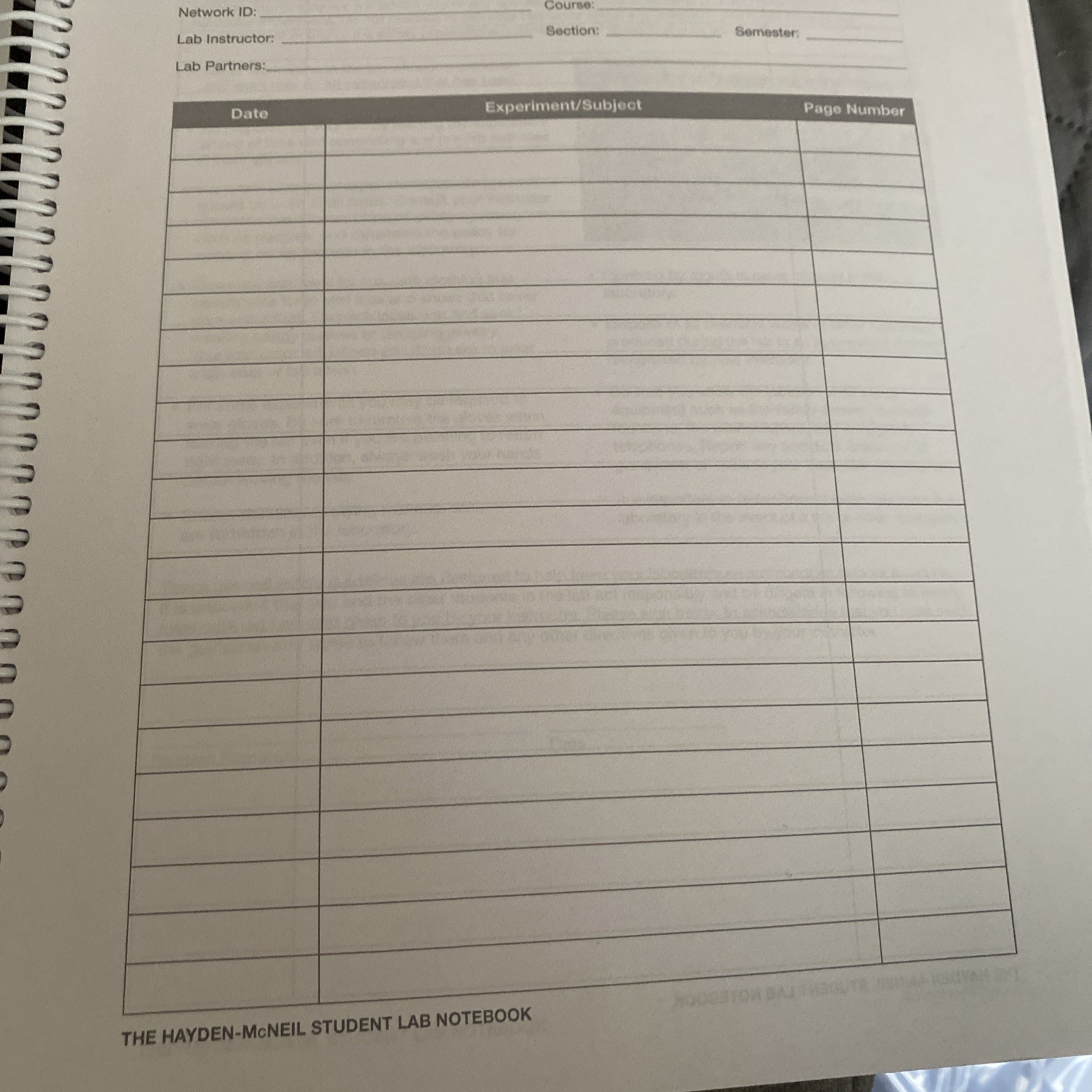 Hayden-McNeil Student Lab Notebook Chemistry 100 Duplicate Sets Spiral Bound