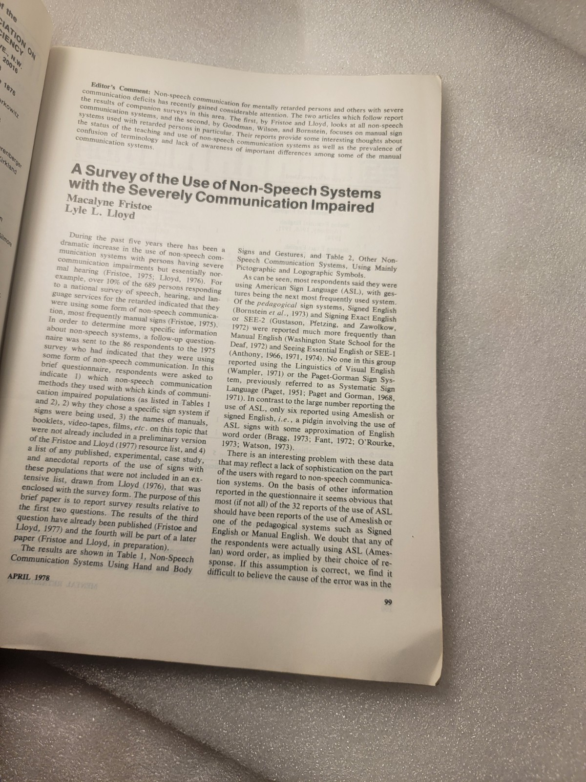 Mental Retardation: April 1978 VOLUME 16 NO.2