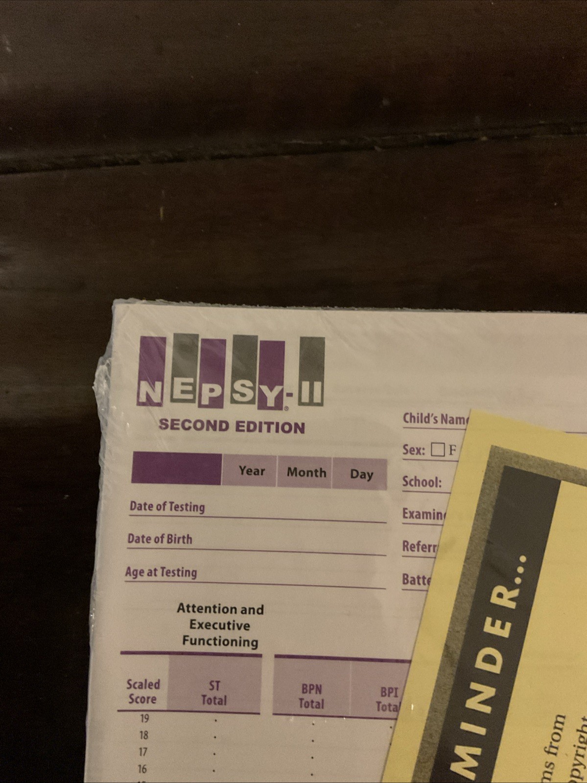 NEPSY-II Record Form Ages 3-4 Preschool Testing New In Package 25