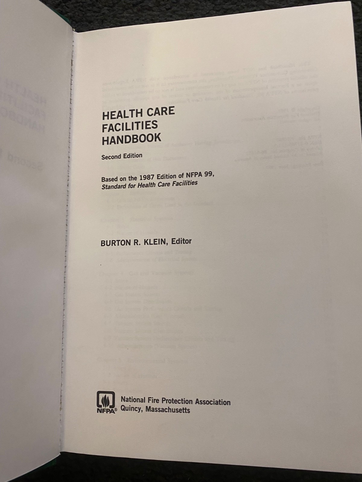 NFPA 99 Health Care Facilities Handbook 1987 E Lot 3 Fire Protection Engineering