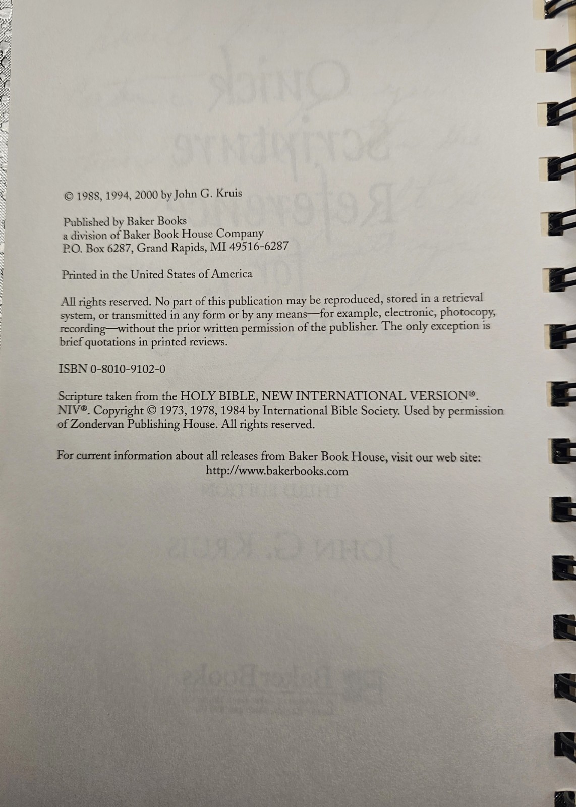 Quick Scripture Reference for Counseling 3rd Edition John G. Kruis Spiral Bound