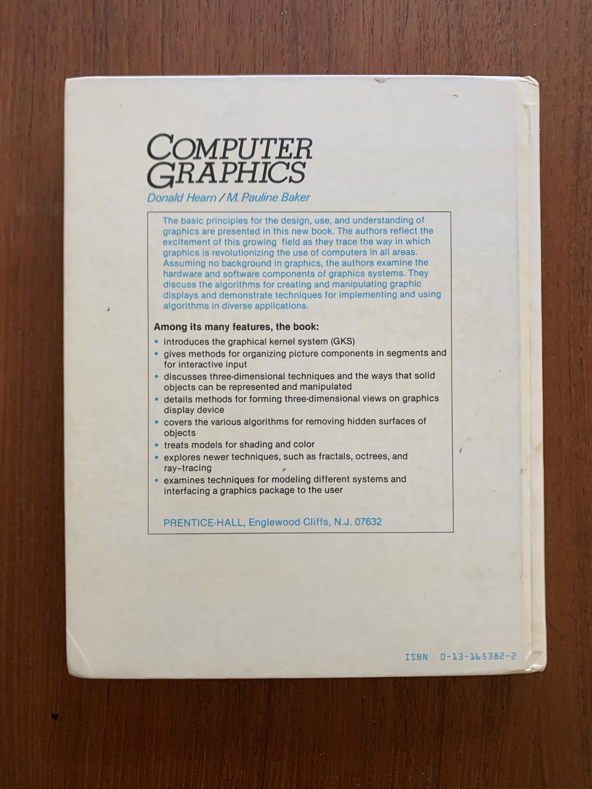 Computer Graphics by Donald Hearn M.Pauline Baker 1986 Retro Computer Book HC
