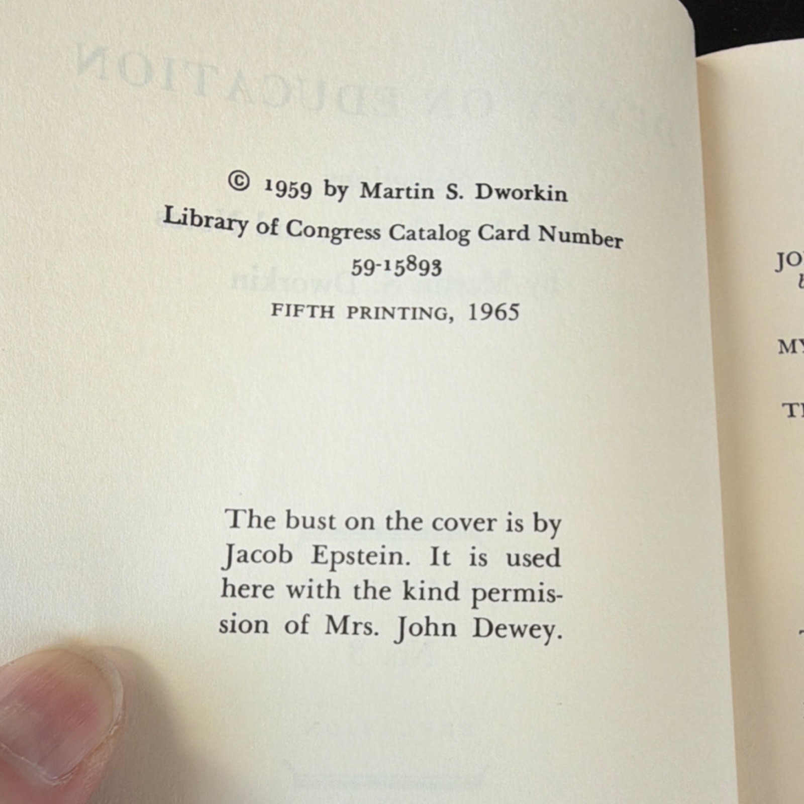 Dewey on Education Selections by Dworkin Teachers College Press Paperback 1959 …