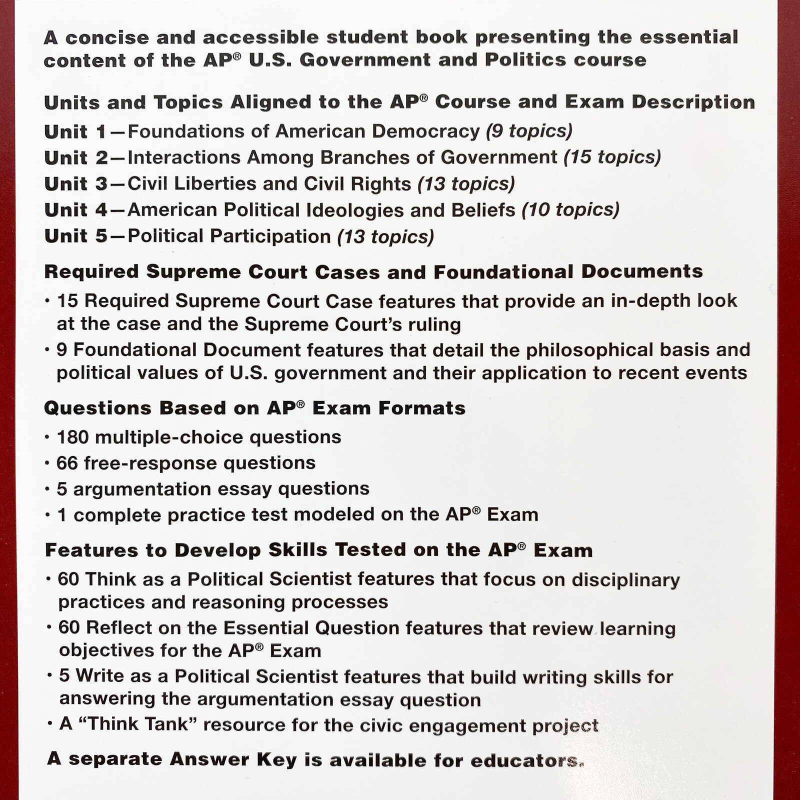 AMSCO Advanced Placement (AP) United States Government and Politics (3rd ed.)