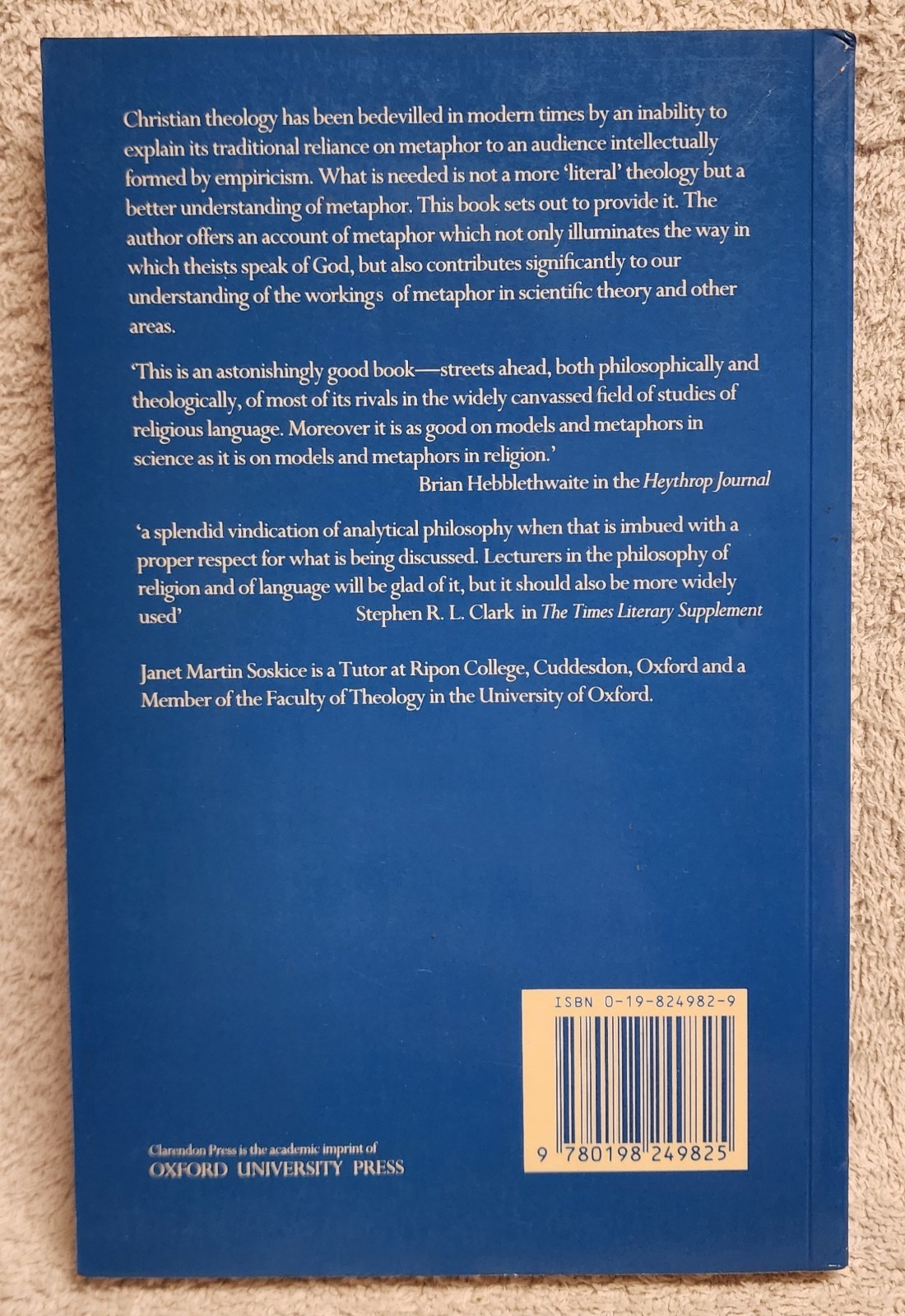Metaphor and Religious Language by Janet Martin Soskice 1988 Paperback Clarendon