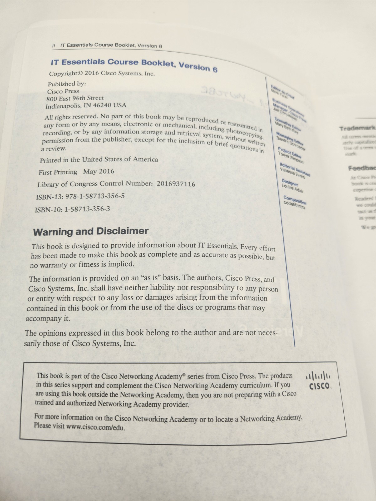 Course Booklets Ser.: IT Essentials Course Booklet, Version 6 by Cisco PB