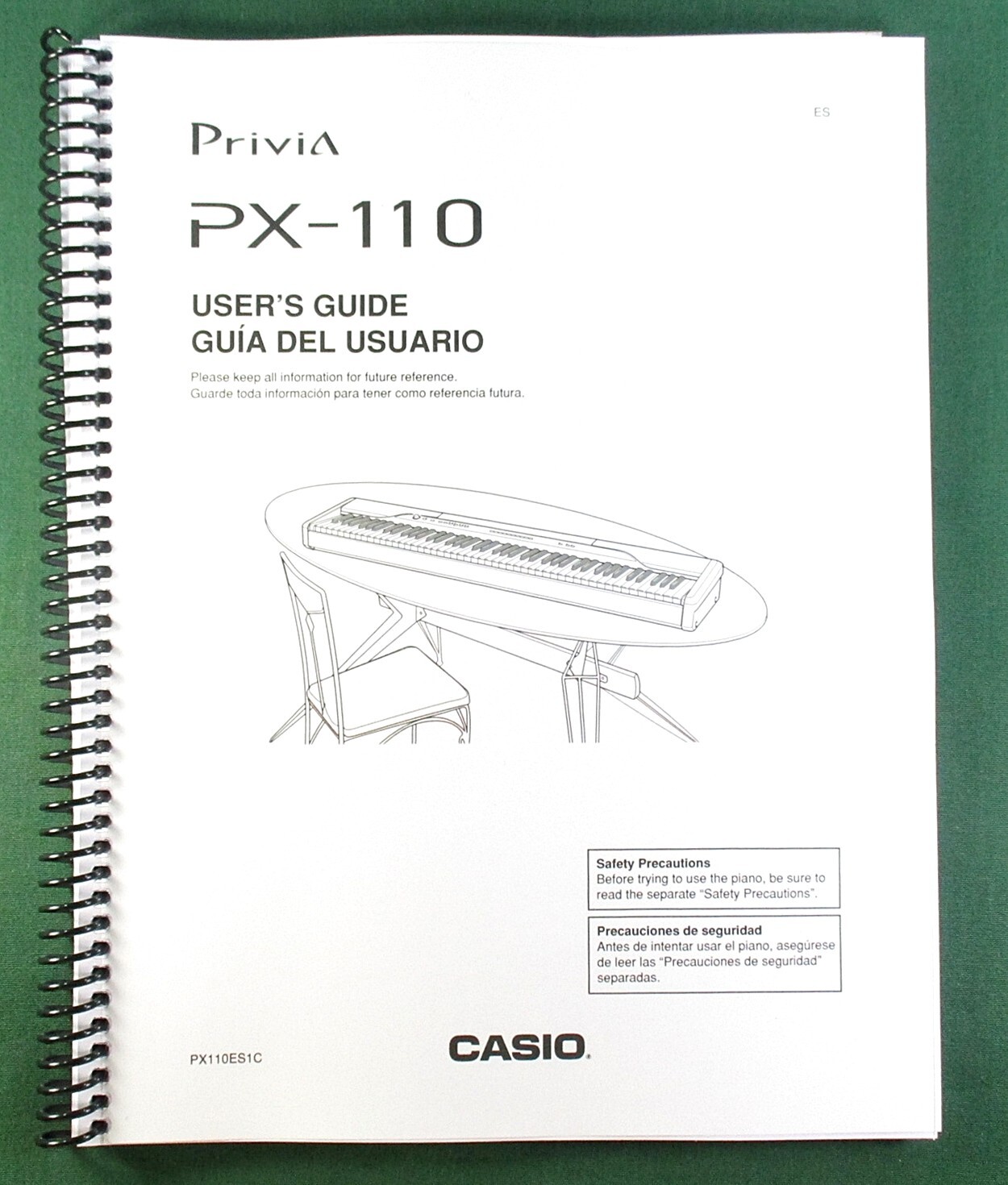 Casio PX-110 Instruction Manual: 32 Pages Coil Bound & Protective Covers!