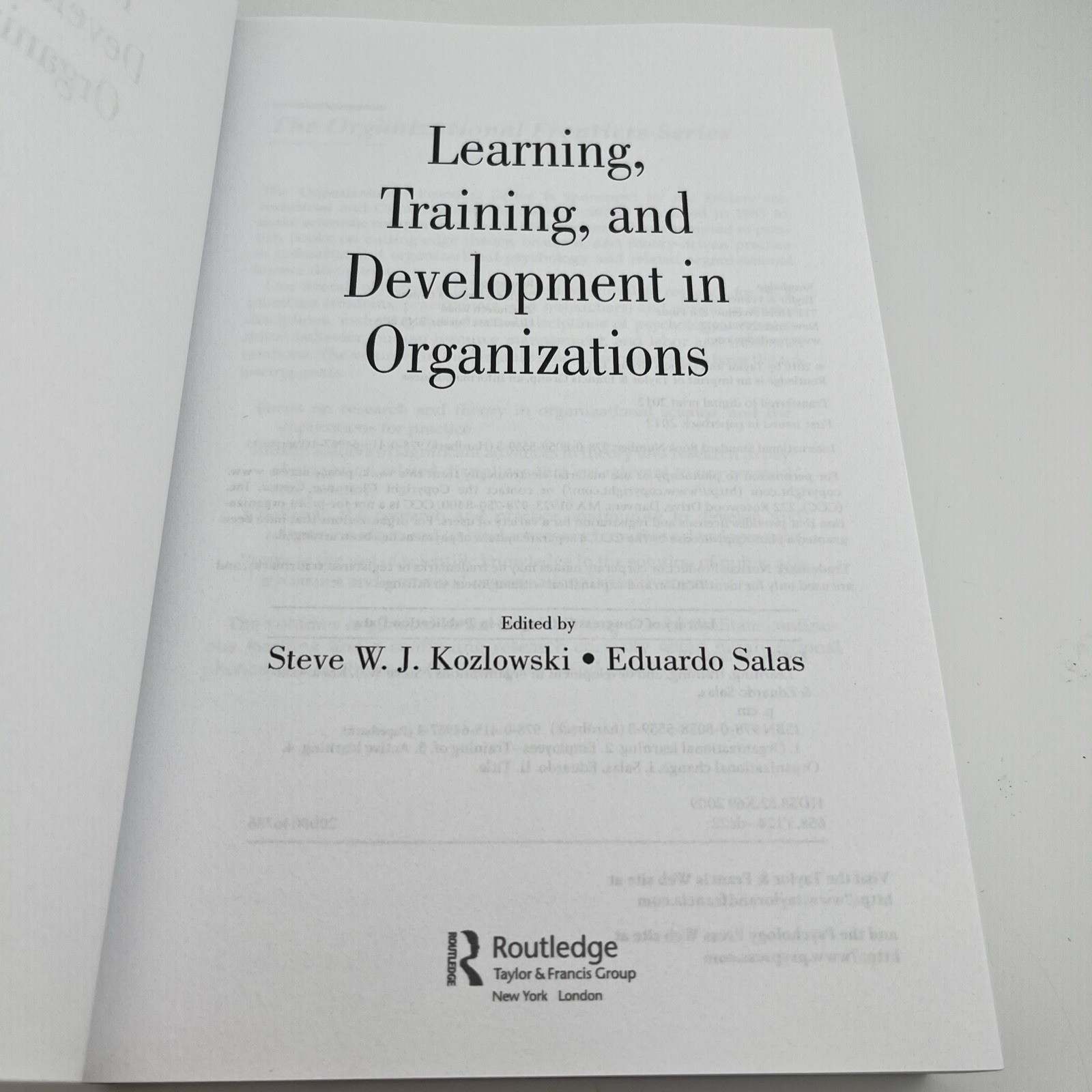 Learning, Training, and Development in Organizations (SIOP Organizational…