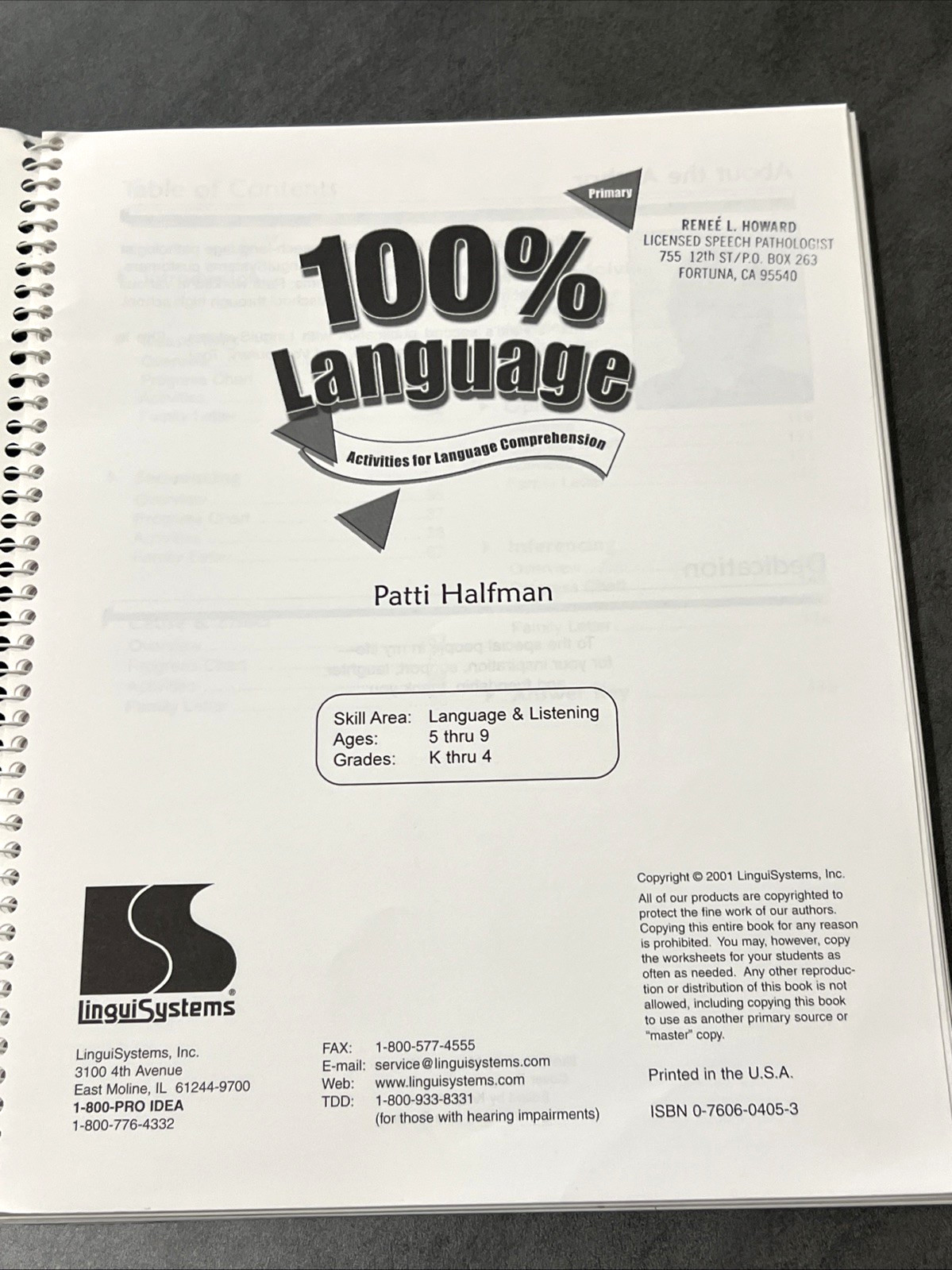 100% Language Primary : Activities for Language Comprehension by Halfman Spiral