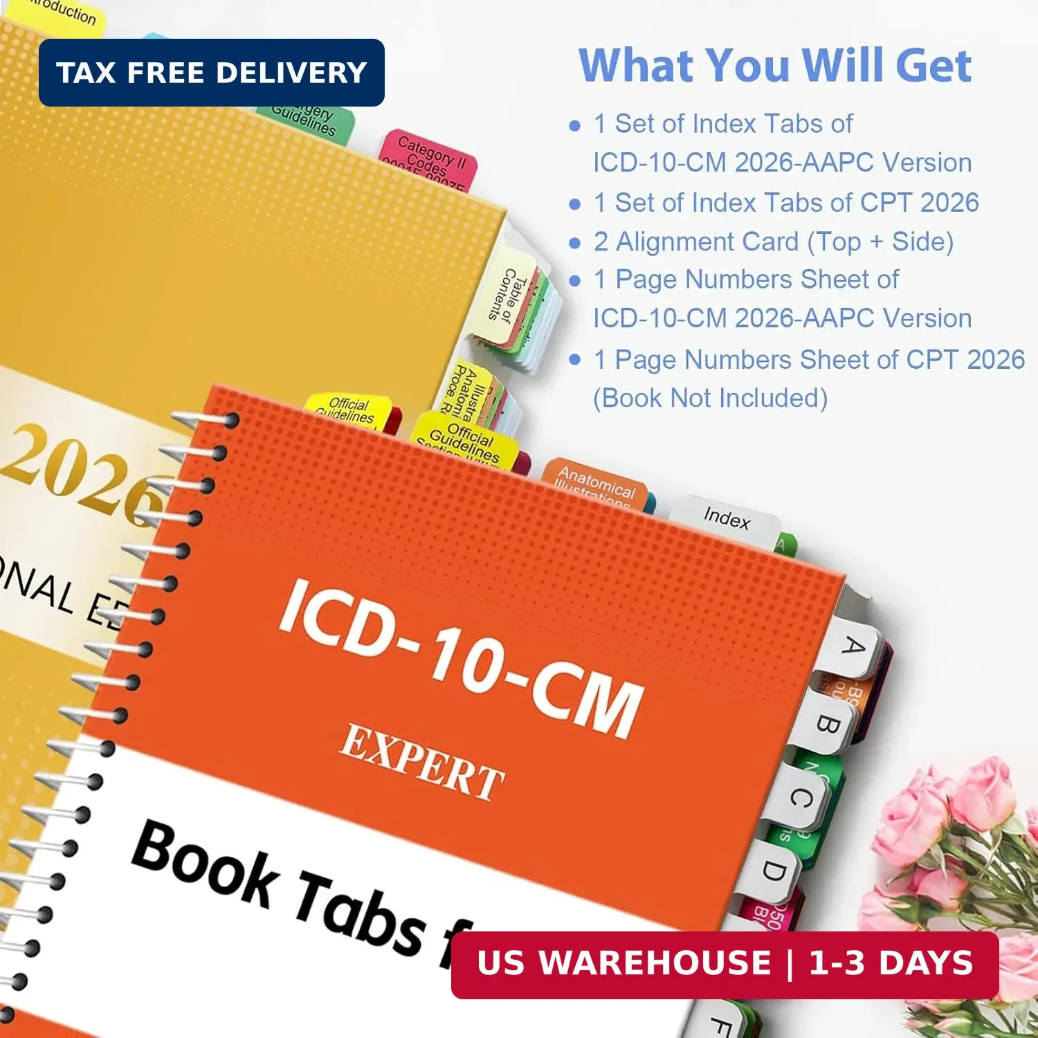 Upgraded Index Tabs for CPT 2026 & ICD-10-CM 2026-AAPC Version, Complete Book Ta