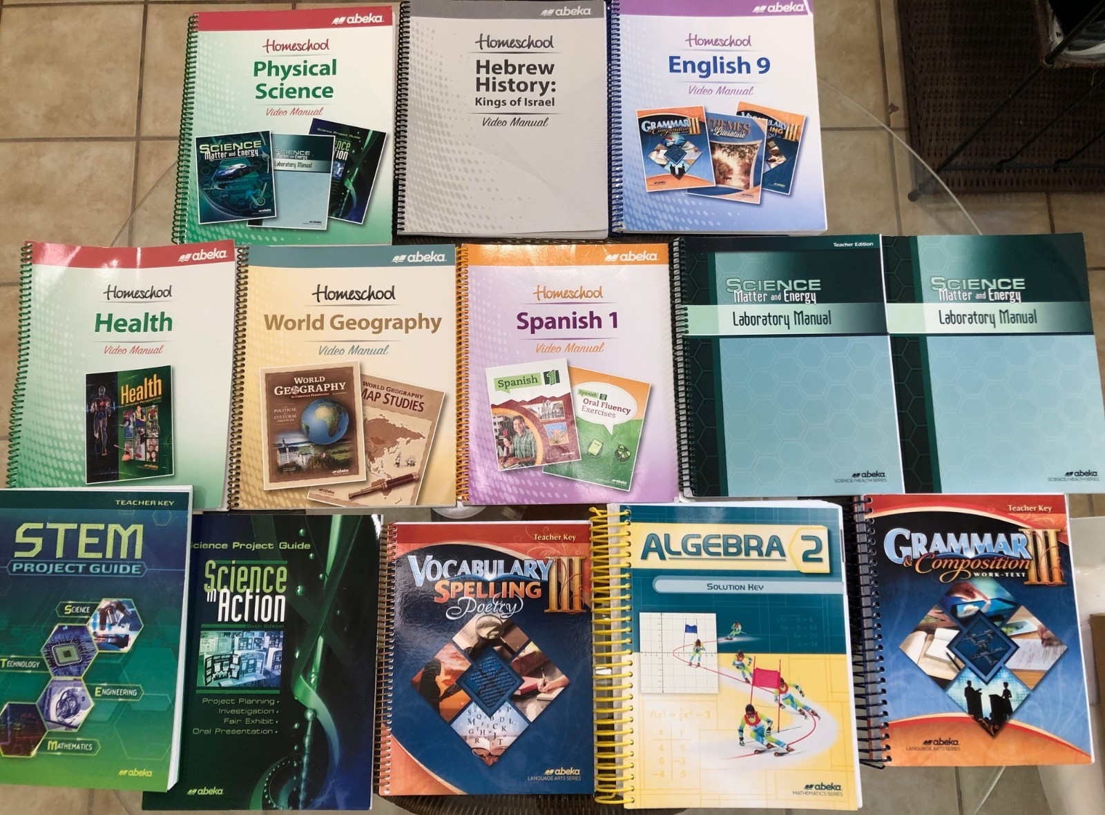 Lot of 13 Abeka Homeschool Workbooks – Video Manuals Teacher Ed | Mixed Subjects