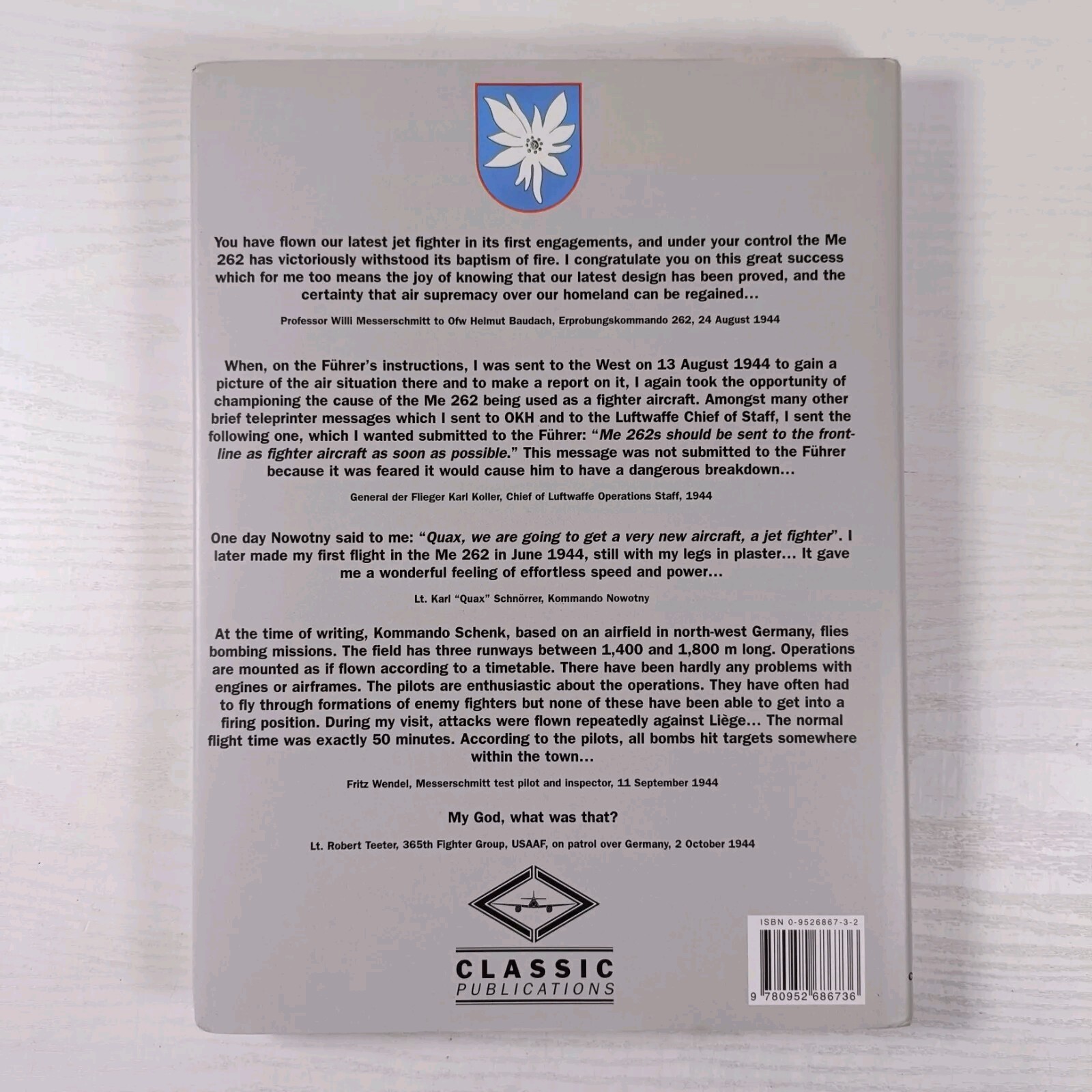 Me 262, Volume Two; Smith, J. Richard; First Edition, Classic, Hardback