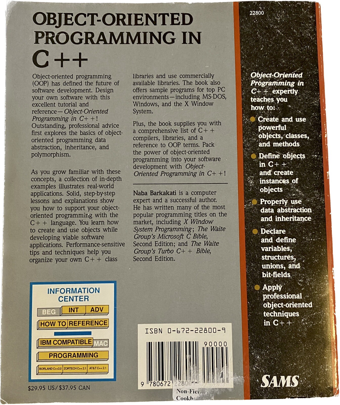 Object-Oriented Programming in C++ by Barkakati, Nabajyoti