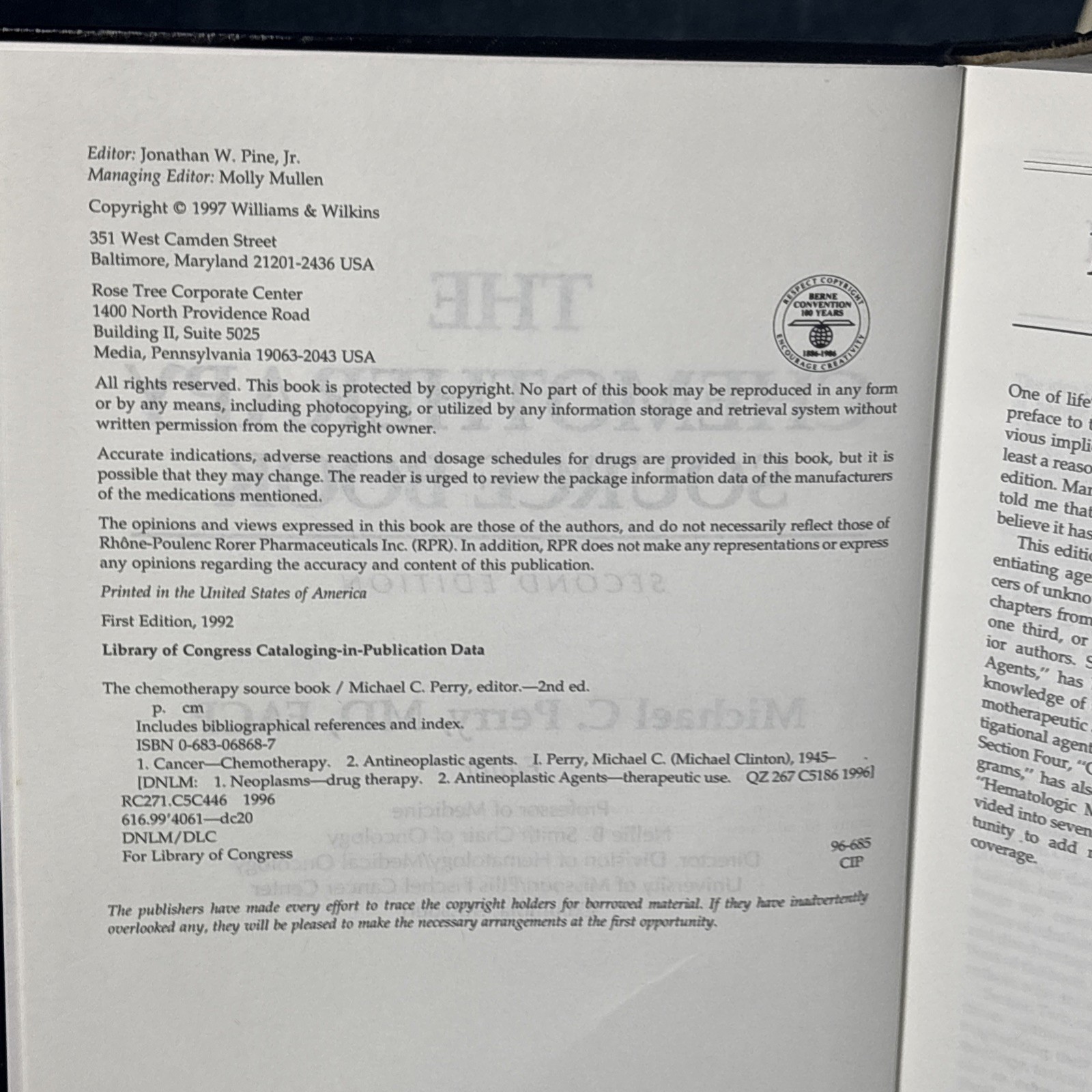 The Chemotherapy Source Book HC-1518pg Special Sales Copy