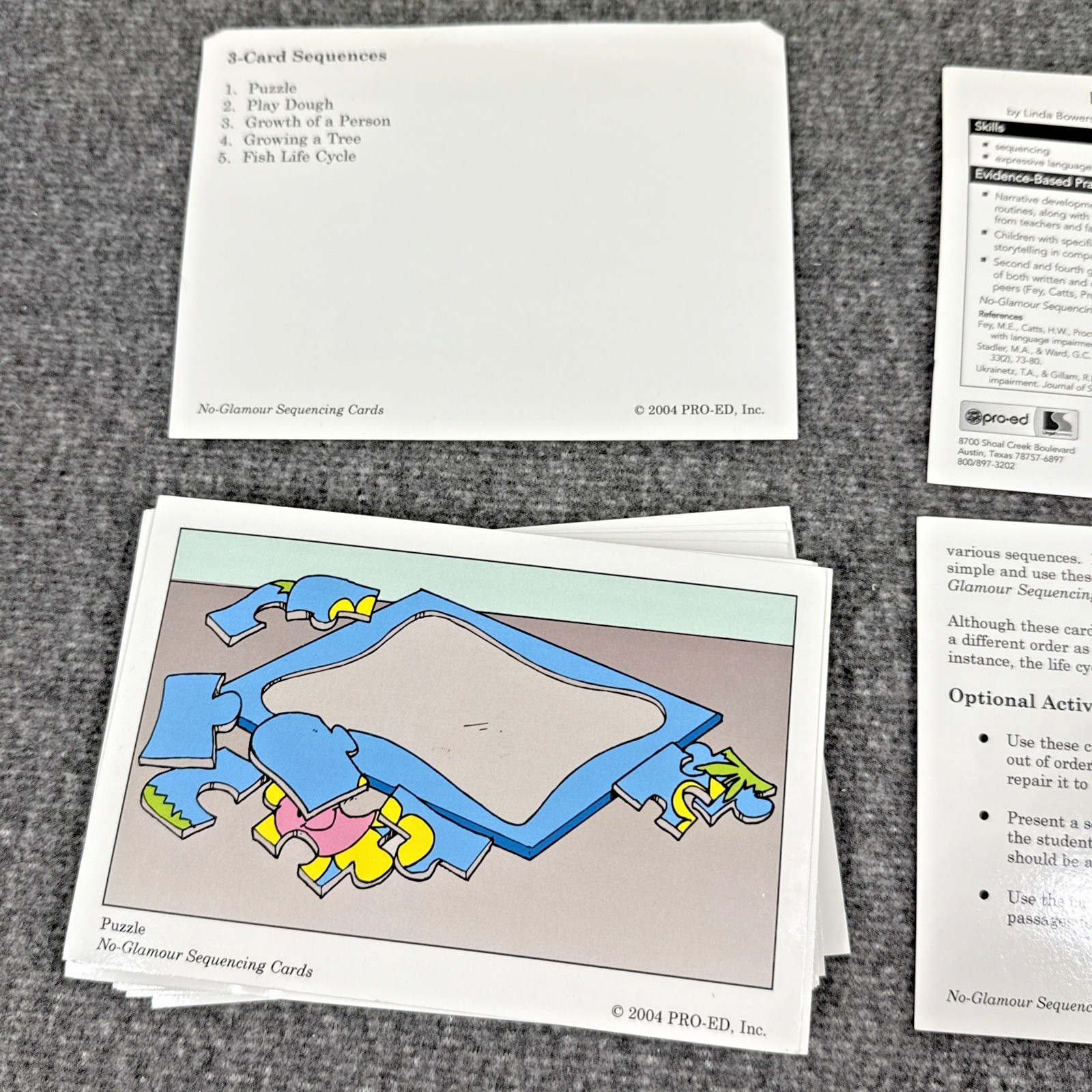 No-glamour Sequencing Cards LinguiSystems Speech Language Therapy Elementary Age