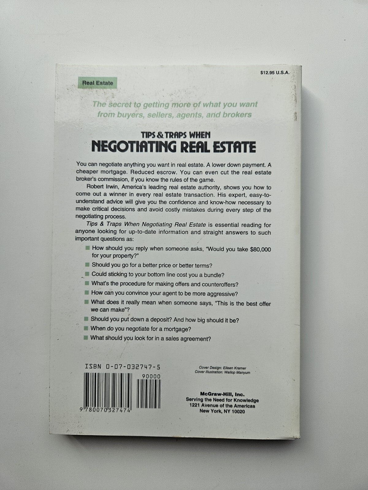 Tips and Traps When Negotiating Real Estate by Robert Irwin (1995 Paperback)