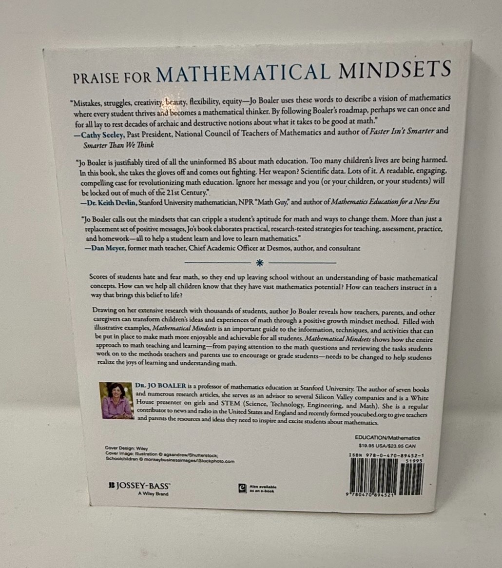 Mathematical Mindsets by Jo Boaler Paperback Textbook Education Math Teaching