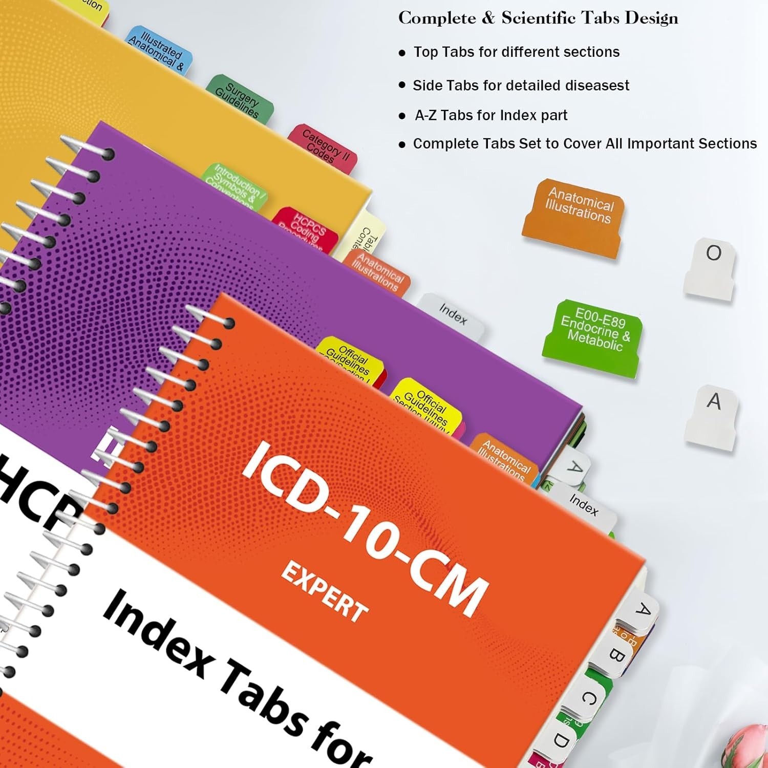 Professional 2026 CPT ICD-10 HCPCS Tabs | Laminated, Color-Coded, Reusable Tabs