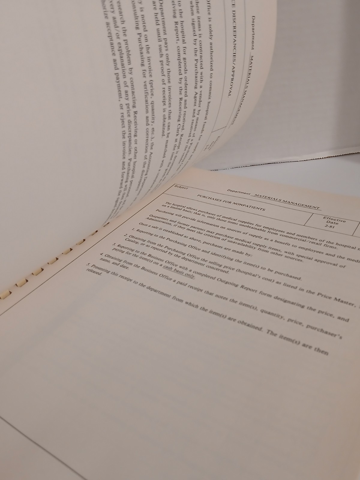 MATERIALS MANAGEMENT: POLICY AND PROCEDURE MANUAL By Jamie C. Kowalski 1982