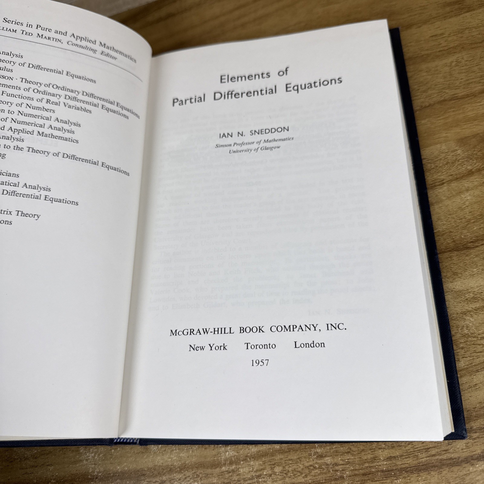 Elements Of Partial Differential Equations VTG 1957 HC Mathematics Calculus