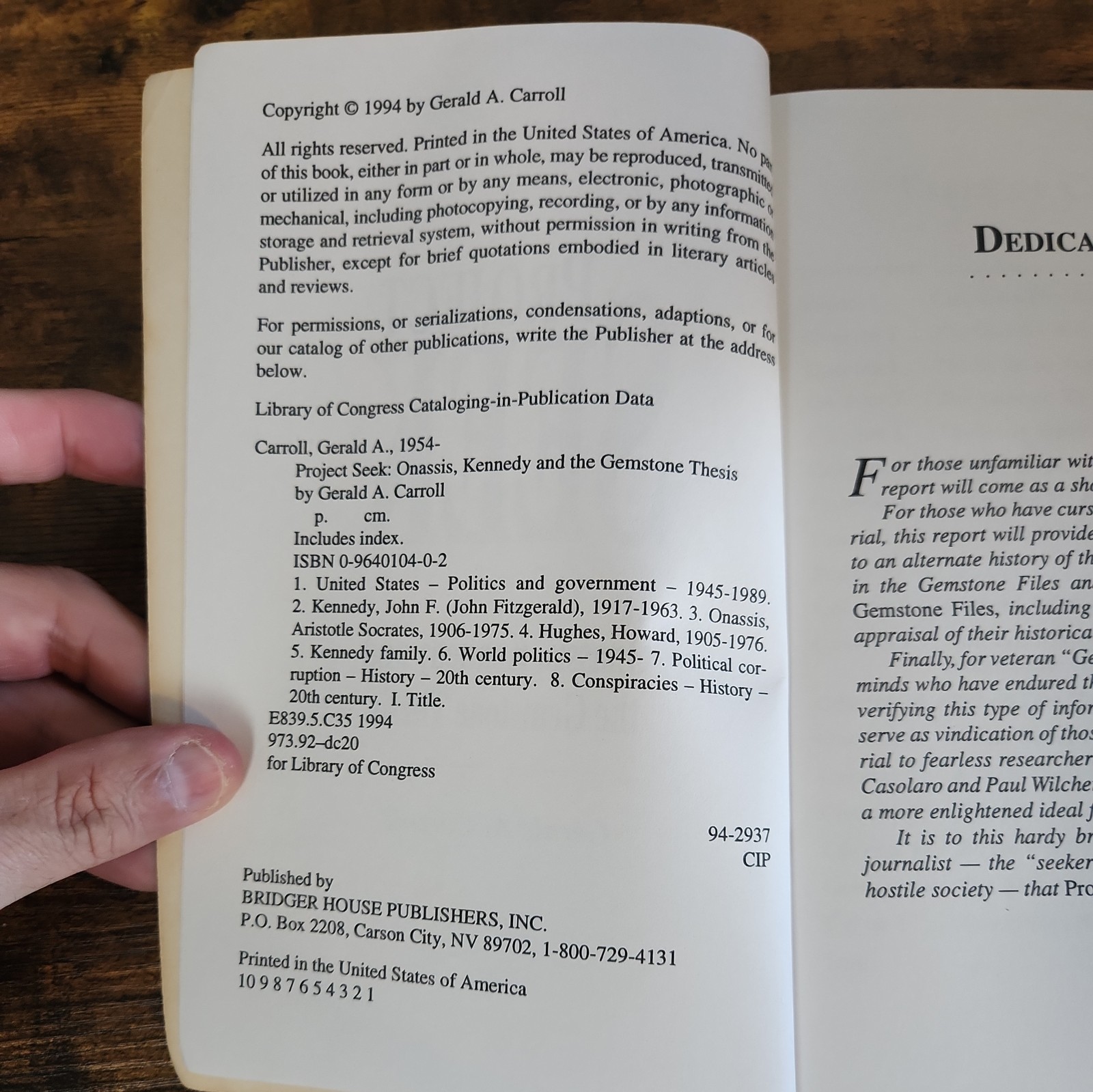 Project Seek: Onassis, Kennedy and the Gemstone thesis Gerald a Carroll 1st. Ed.