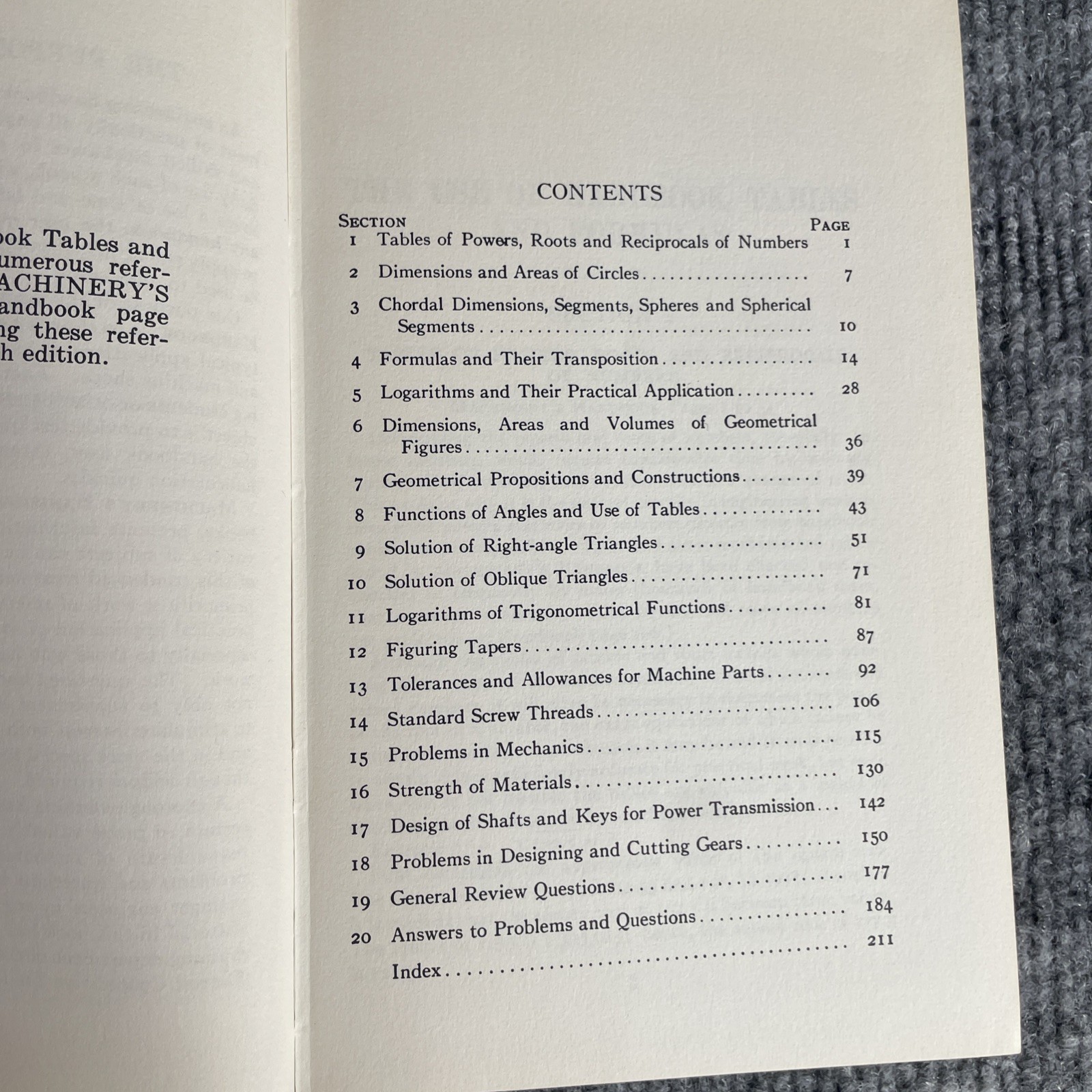 The Use Of Handbook Tables and Formulas Machinery Hardcover 1964 John M. Amiss