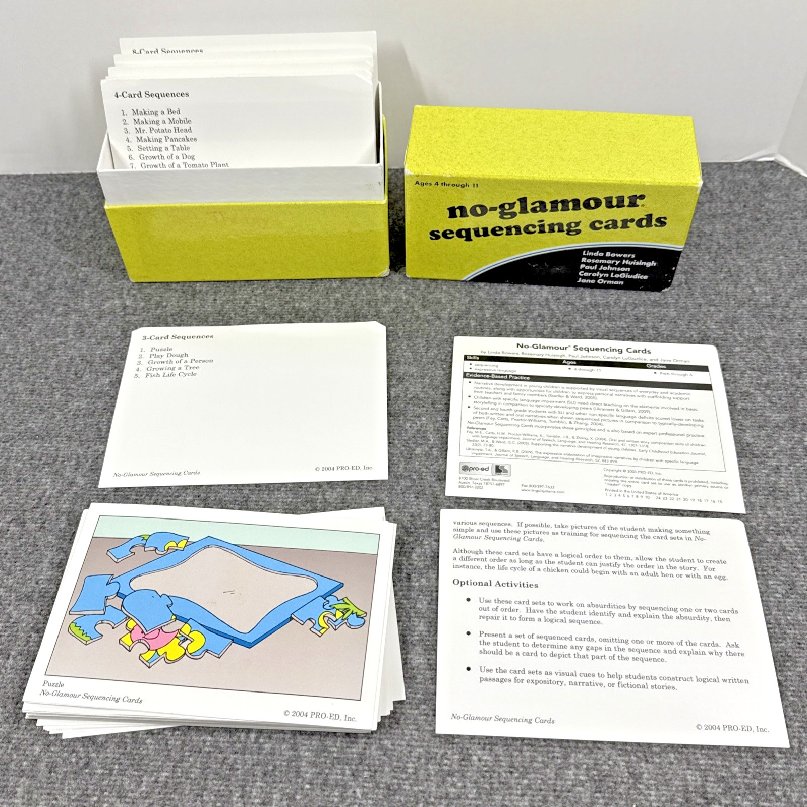 No-glamour Sequencing Cards LinguiSystems Speech Language Therapy Elementary Age