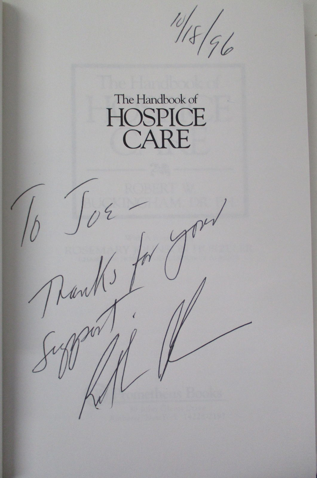The Handbook of Hospice Care – Buckingham, Robert W. – paperback