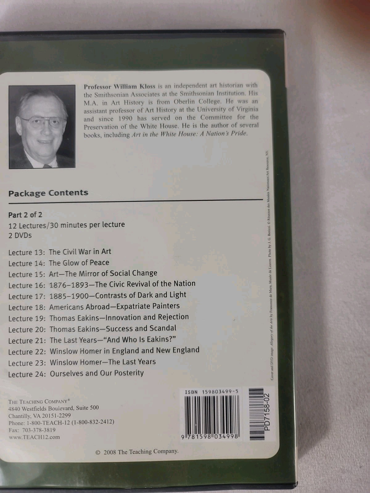 The Great Courses: Masterworks of American Art – Pts 1 & 2 -William Kloss -FR SH