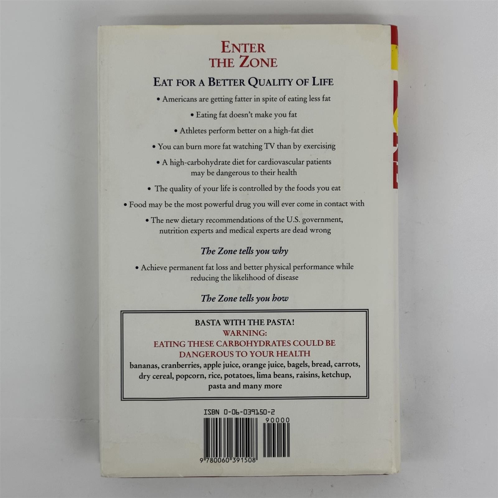 Enter The Zone: A Dietary Road Map Hardcover Barry Sears