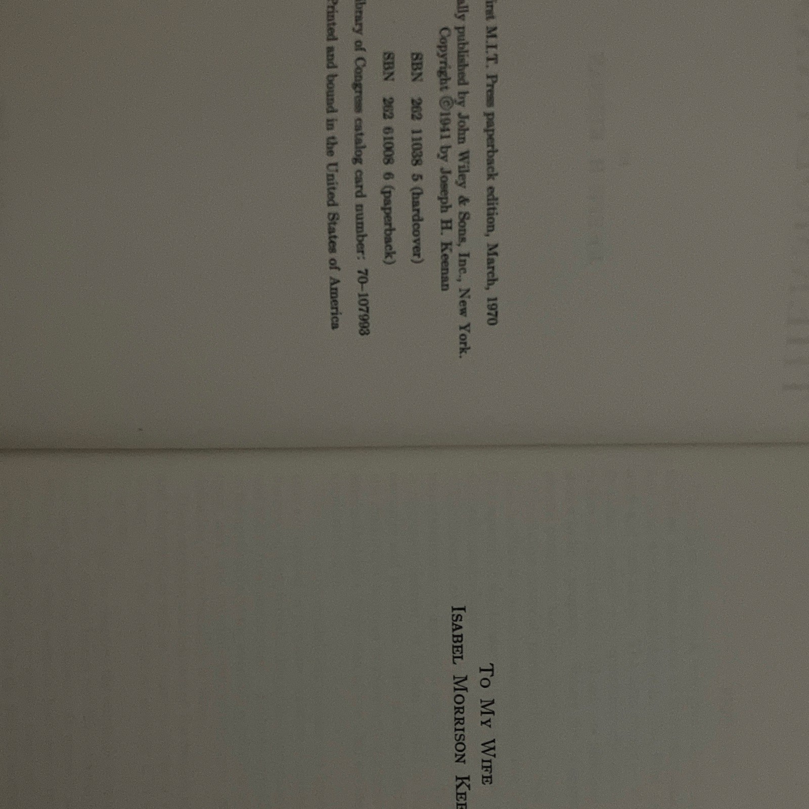 MIT Press Thermodynamics Joseph H. Keenan 1st Ed Paperback 1970 English