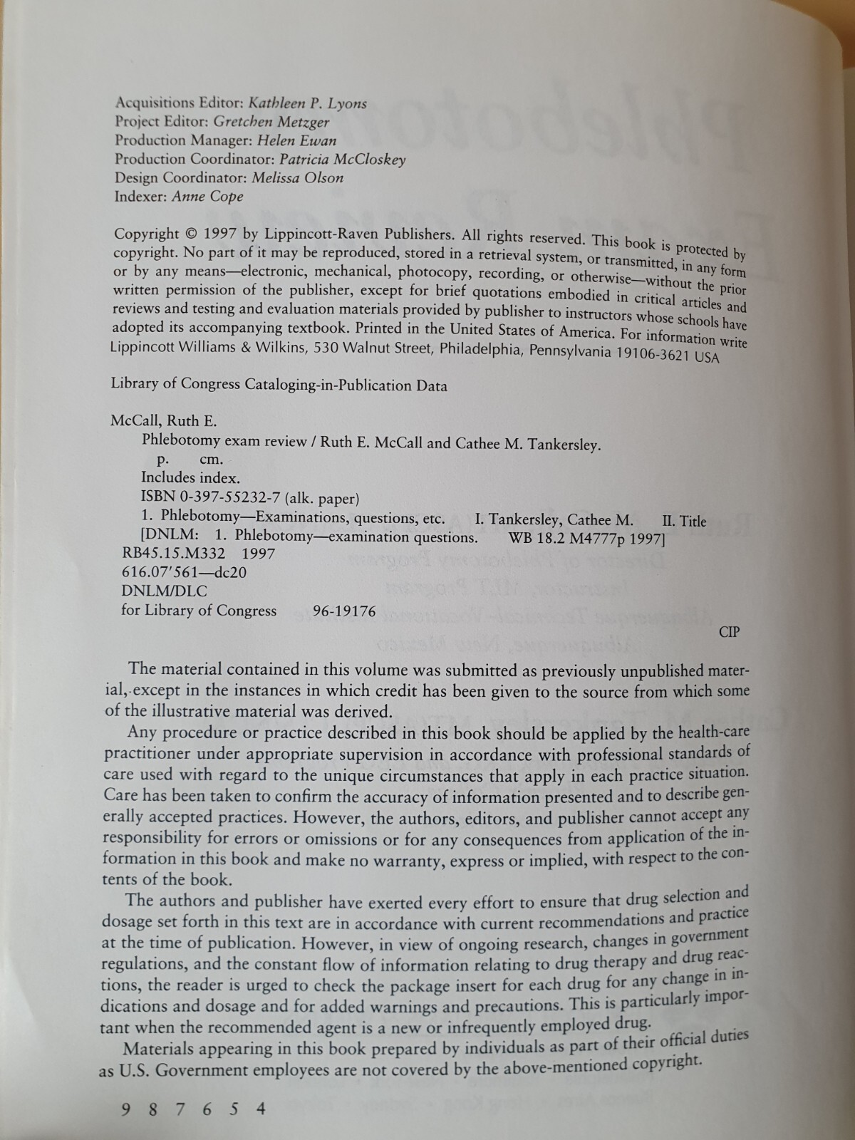 Phlebotomy Exam Review/By Ruth E.McCall & Cathee M.Tankersley (1997)