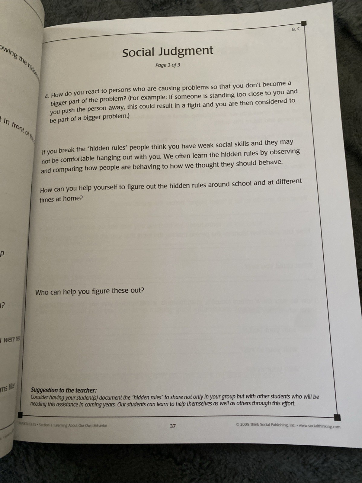 Thinksheets for Teaching Social Thinking and Related Skills For Teaching Soc…