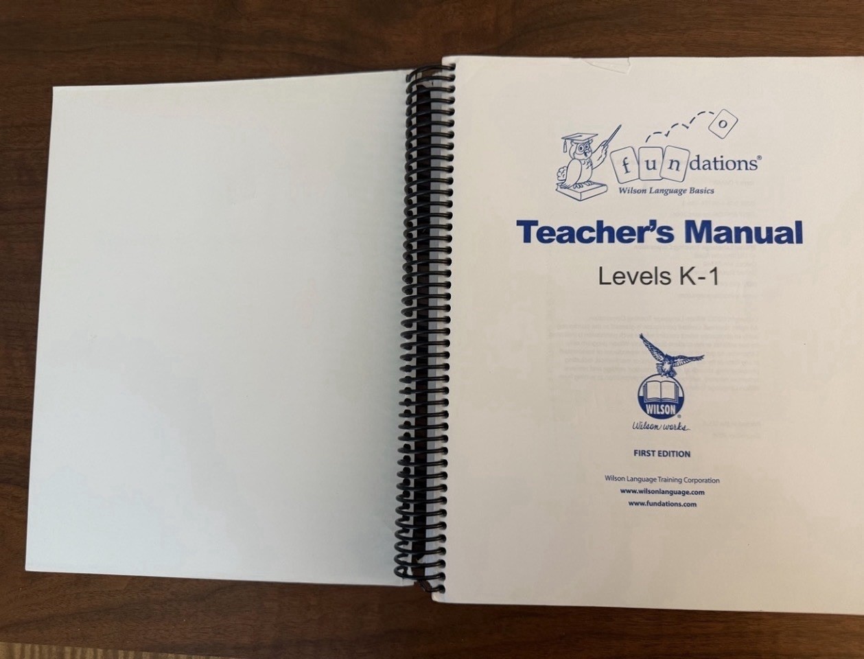 Fundations Teacher’s Manual K-1, by Barbara A. Wilson 2006 Spiral Book NEW