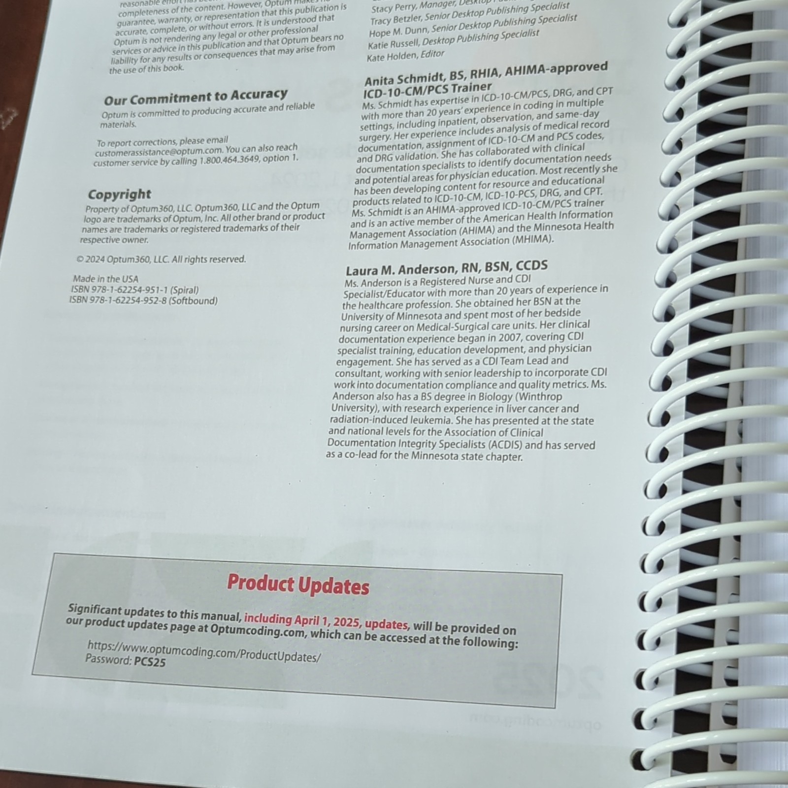 Optum360 ICD-10-PCS Complete Official Code Set 2025 Spiral Bound Textbook