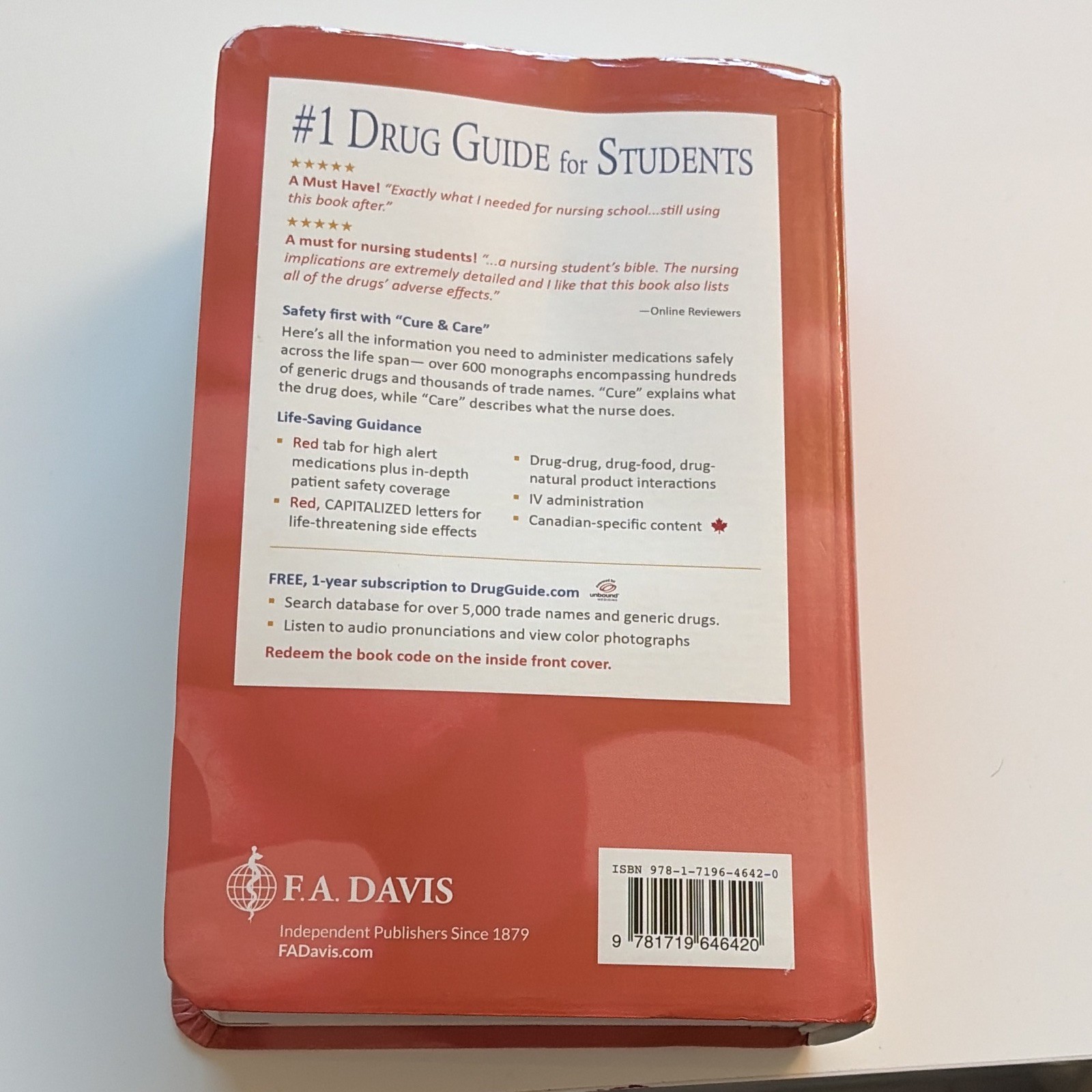F.A. Davis Davis’s Canadian Drug Guide for Nurses 18th Ed 2016 PB Vallerand