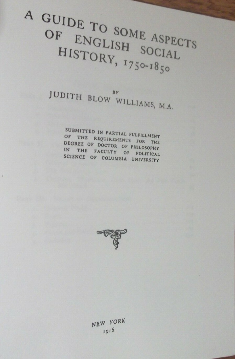 A guide to some aspects of English social history 1750-1850. Williams, reprint
