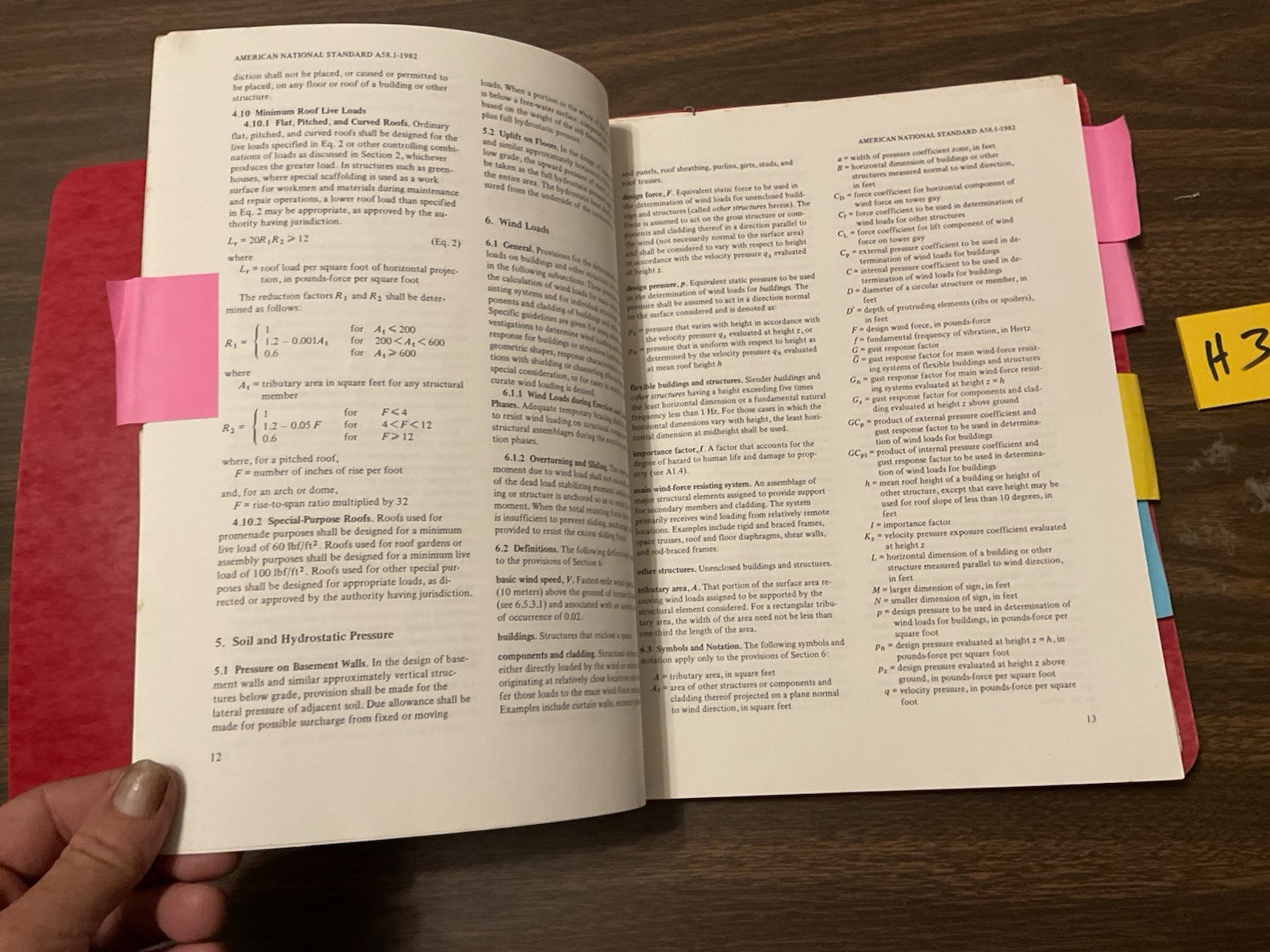 1982 American National Standard, Minimum Design Loads For Buildings, H3
