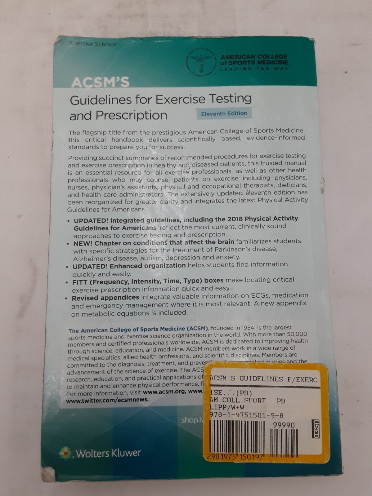 American College of Sports Medicine ACSM’s Guidelines for Exercise Testing
