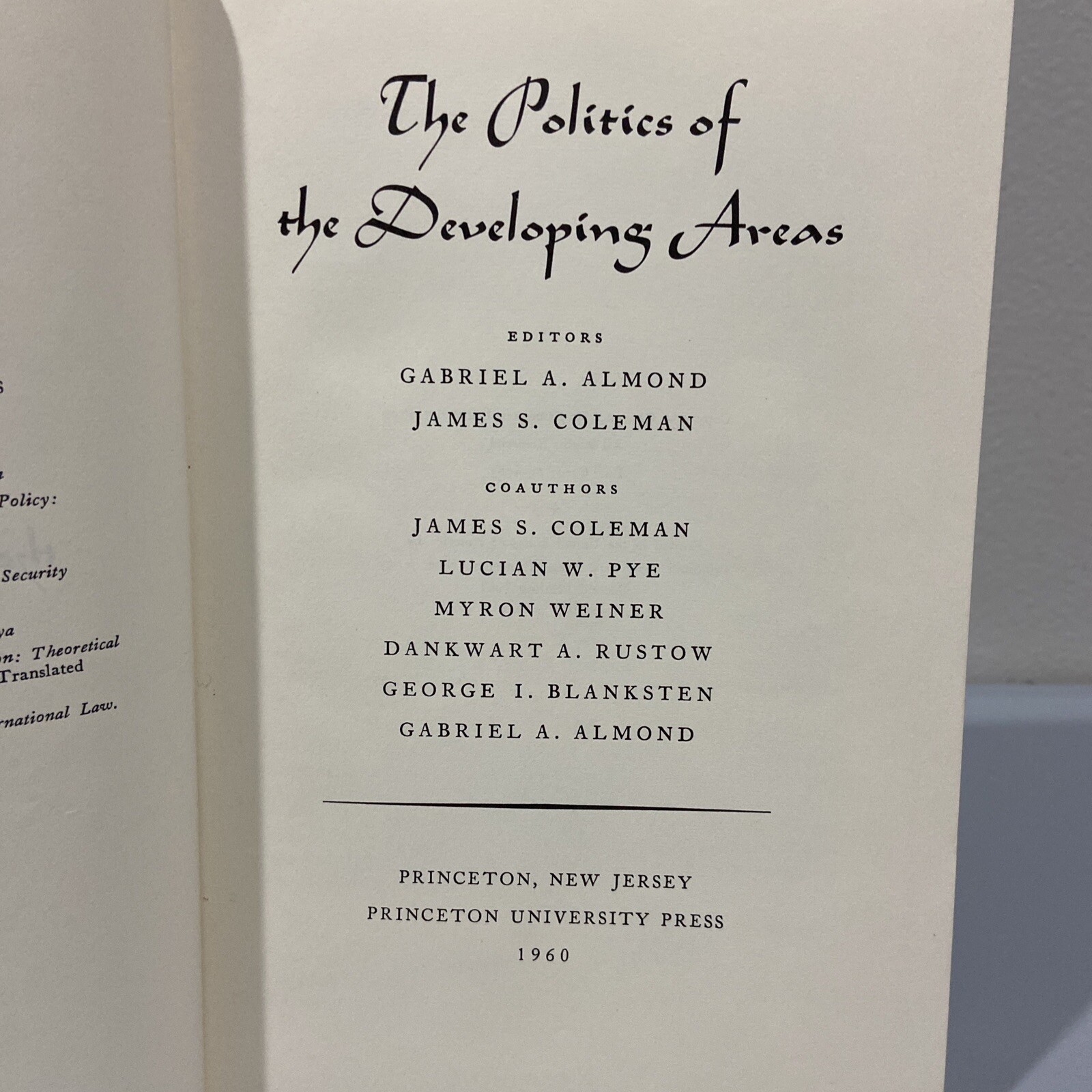 The Politics of the Developing Areas (Center fo, Almond, Coleman Hardcover+=