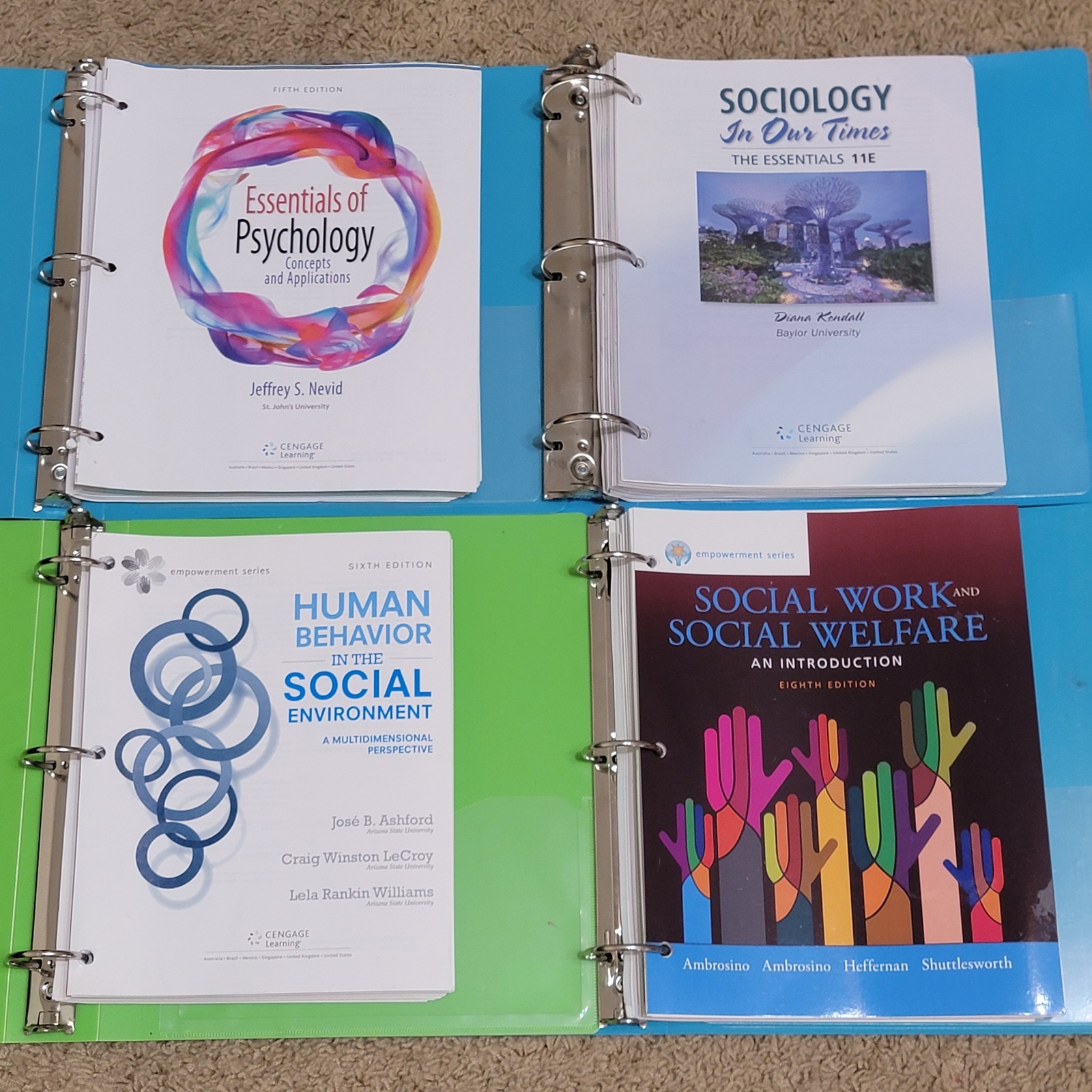 Cengage Learning Sociology / Psychology Textbooks 2018 Lot Of 4 Loose Leaf