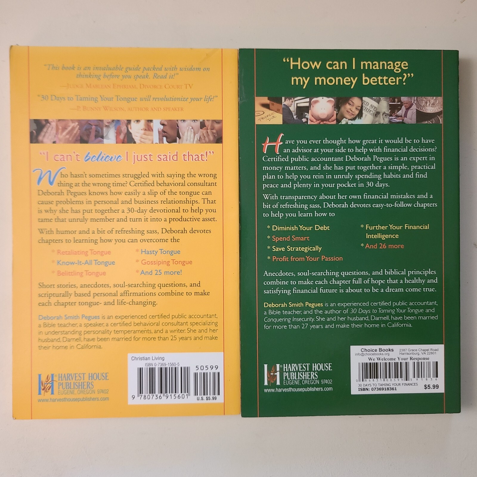 2 Book Lot by Deborah Smith ~30 Day to Taming Your Tongue + Taming Your Finances