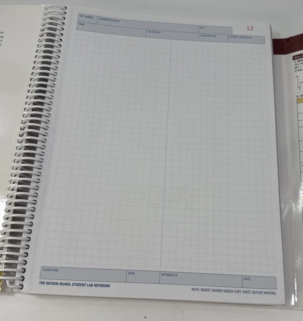 Organic Chemistry Student Lab Book w/spiral binding Hayden McNeil